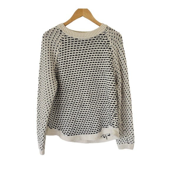 Anthropologie MOTH Black White Asymmetric Sweater Large - Picture 1 of 5